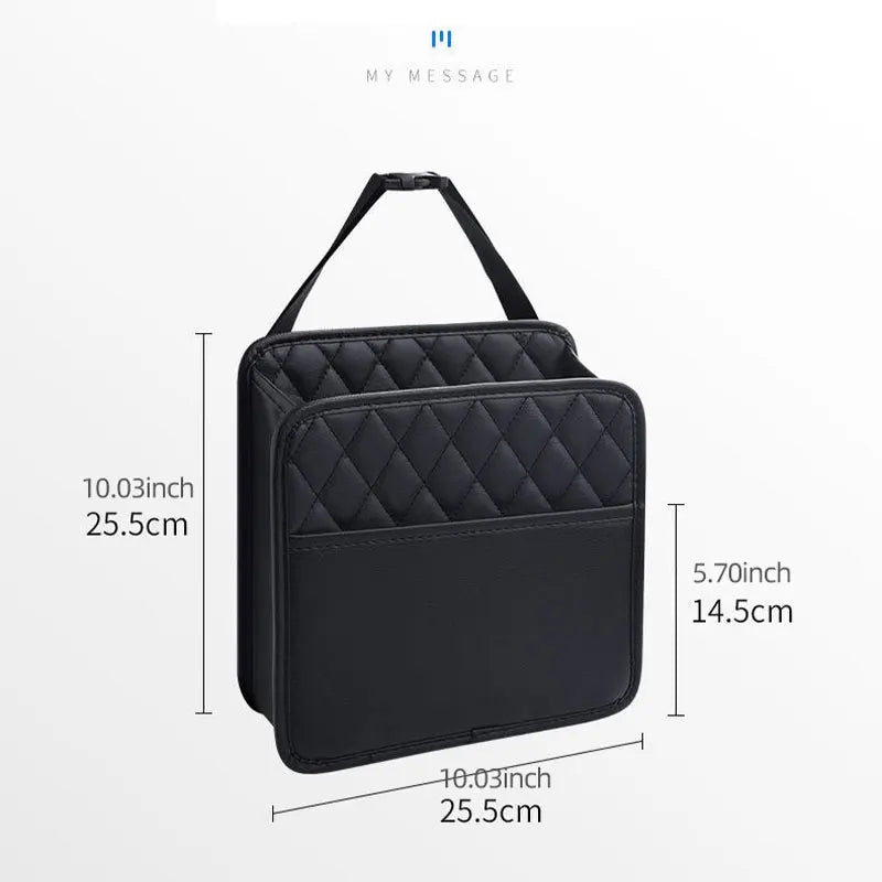 For Most Models Multi-Functional Car Seat Back Storage Bag Leather Storage Bag Garbage Bag Foldable Storage Bag Car Accessories