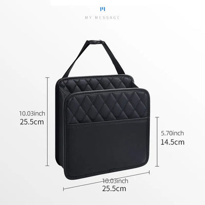 For Most Models Multi-Functional Car Seat Back Storage Bag Leather Storage Bag Garbage Bag Foldable Storage Bag Car Accessories