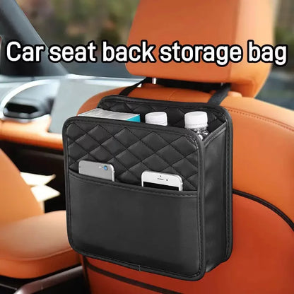 For Most Models Multi-Functional Car Seat Back Storage Bag Leather Storage Bag Garbage Bag Foldable Storage Bag Car Accessories