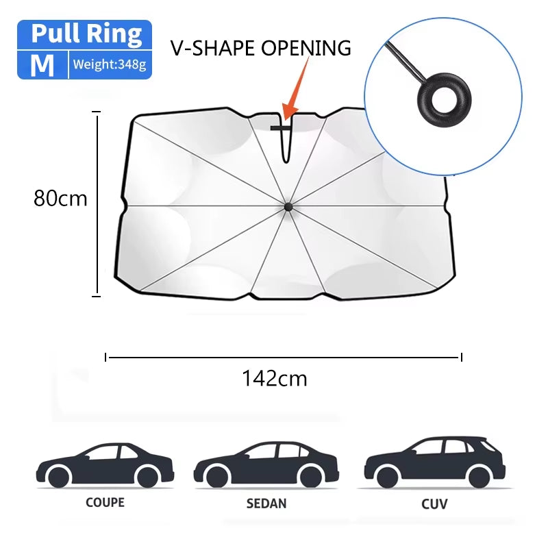 Car Sunshade Windshield Umbrella Front Sun Shade Parasol Foldable Summer Protection Car Seat Heat Insulation Car Accessories