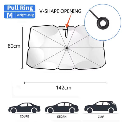 Car Sunshade Windshield Umbrella Front Sun Shade Parasol Foldable Summer Protection Car Seat Heat Insulation Car Accessories